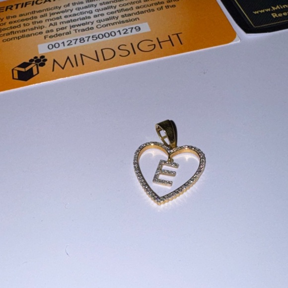 10k Real Diamond Heart “E” Initial Pendant – Solid 10K Gold, FREE APPRAISAL INCL - Picture 3 of 7